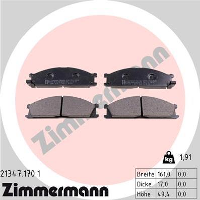 Zimmermann 21347.170.1 - Гальмівні колодки, дискові гальма autozip.com.ua