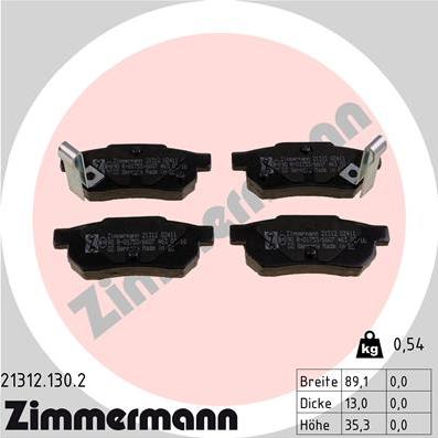 Zimmermann 21312.130.2 - Гальмівні колодки, дискові гальма autozip.com.ua