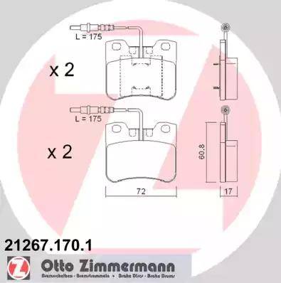 Zimmermann 21267.170.1 - Гальмівні колодки, дискові гальма autozip.com.ua