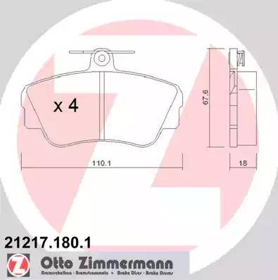 Zimmermann 21217.180.1 - Гальмівні колодки, дискові гальма autozip.com.ua
