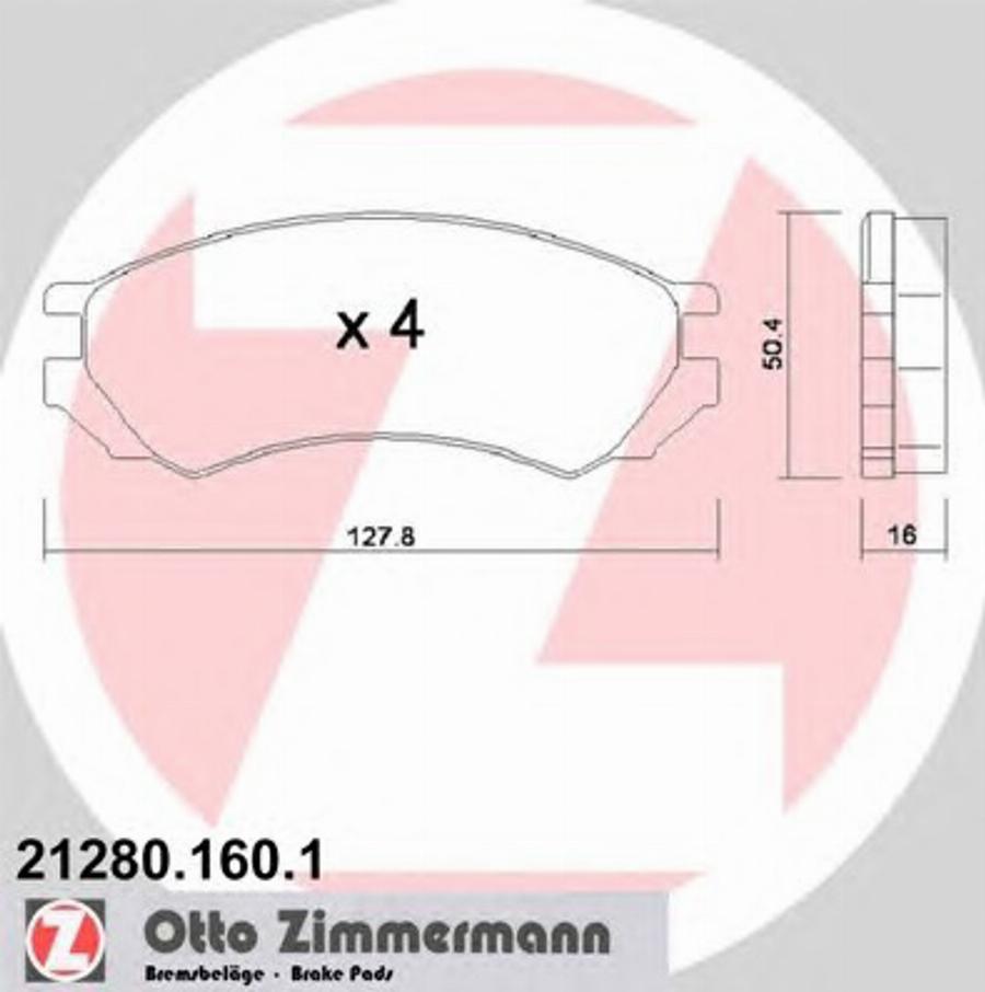 Zimmermann 212801601 - Гальмівні колодки, дискові гальма autozip.com.ua