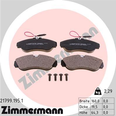 Zimmermann 21799.195.1 - Гальмівні колодки, дискові гальма autozip.com.ua