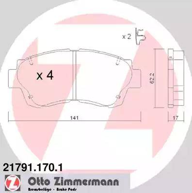 Zimmermann 21791.170.1 - Гальмівні колодки, дискові гальма autozip.com.ua
