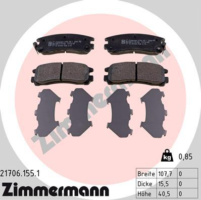 Zimmermann 21706.155.1 - Гальмівні колодки, дискові гальма autozip.com.ua