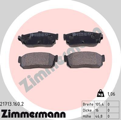 Zimmermann 21713.160.2 - Гальмівні колодки, дискові гальма autozip.com.ua