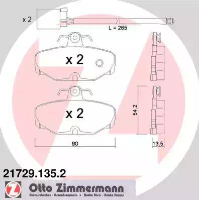 Zimmermann 21729.135.2 - Гальмівні колодки, дискові гальма autozip.com.ua