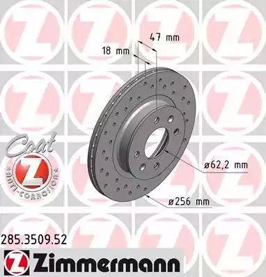 Zimmermann 285.3509.52 - Гальмівний диск autozip.com.ua