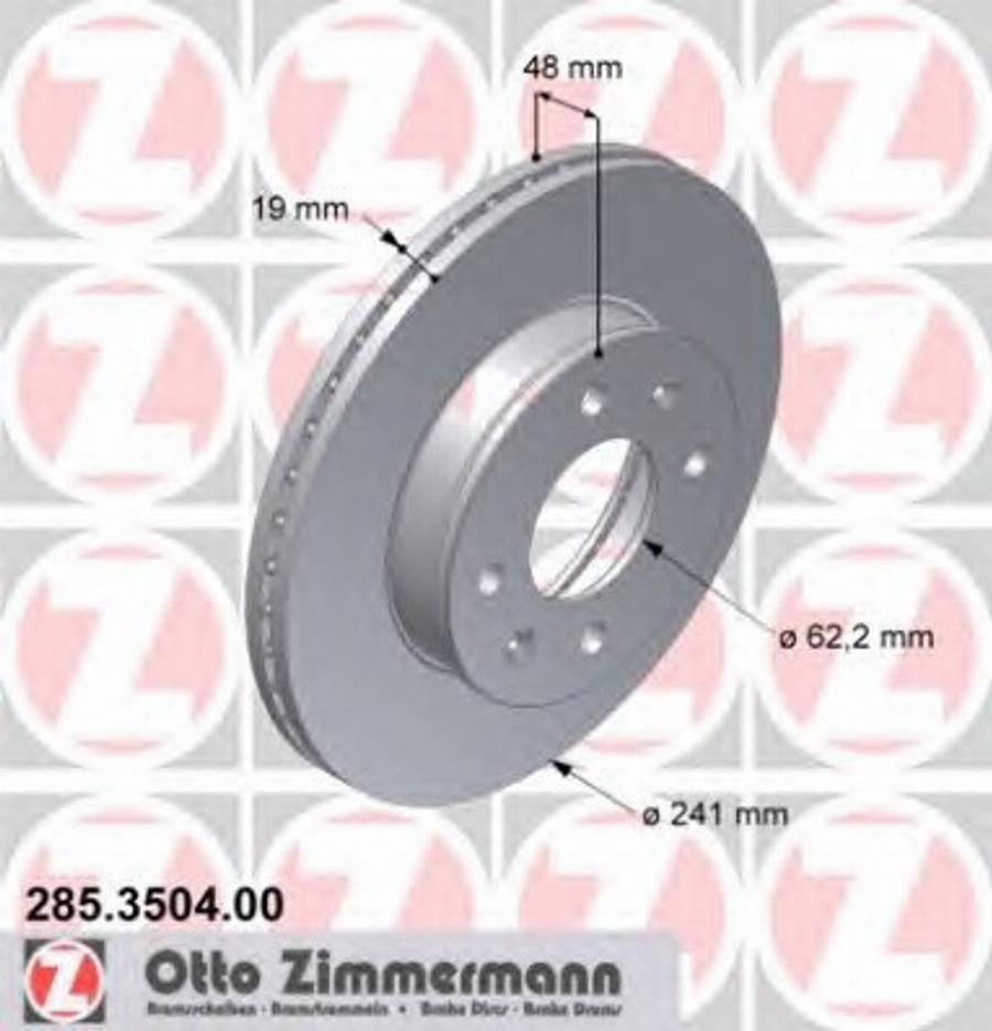 Zimmermann 285.3504.00 - Гальмівний диск autozip.com.ua