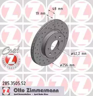 Zimmermann 285.3505.52 - Гальмівний диск autozip.com.ua