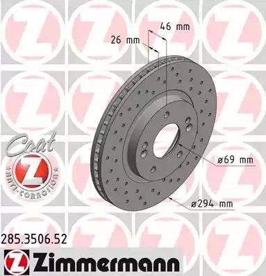 Zimmermann 285.3506.52 - Гальмівний диск autozip.com.ua