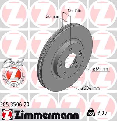Zimmermann 285.3506.20 - Гальмівний диск autozip.com.ua