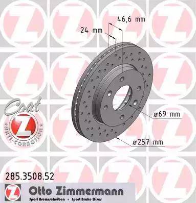 Zimmermann 285.3508.52 - Гальмівний диск autozip.com.ua