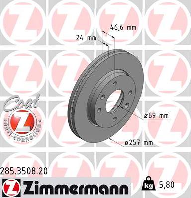 Zimmermann 285.3508.20 - Гальмівний диск autozip.com.ua