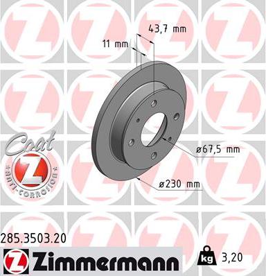 Zimmermann 285.3503.20 - Гальмівний диск autozip.com.ua