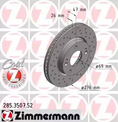 Zimmermann 285.3507.52 - Гальмівний диск autozip.com.ua
