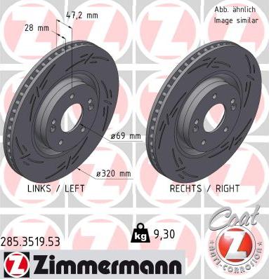 Zimmermann 285.3519.53 - Гальмівний диск autozip.com.ua