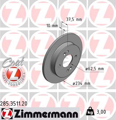 Zimmermann 285.3511.20 - Гальмівний диск autozip.com.ua