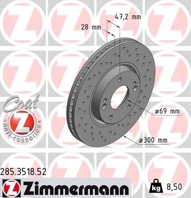 Zimmermann 285.3518.52 - Гальмівний диск autozip.com.ua