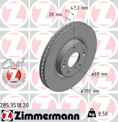 Zimmermann 285.3518.20 - Гальмівний диск autozip.com.ua