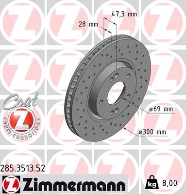 Zimmermann 285.3513.52 - Гальмівний диск autozip.com.ua