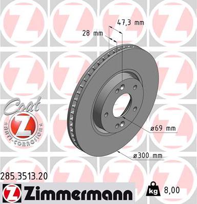 Zimmermann 285.3513.20 - Гальмівний диск autozip.com.ua