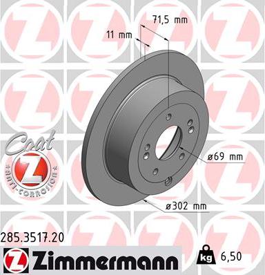 Zimmermann 285.3517.20 - Гальмівний диск autozip.com.ua