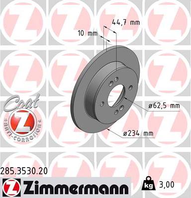 Zimmermann 285.3530.20 - Гальмівний диск autozip.com.ua