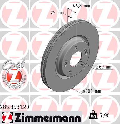 Zimmermann 285.3531.20 - Гальмівний диск autozip.com.ua