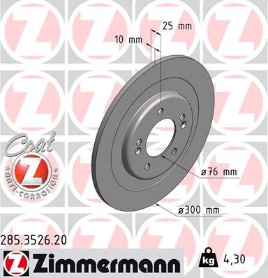 Zimmermann 285.3526.20 - Гальмівний диск autozip.com.ua