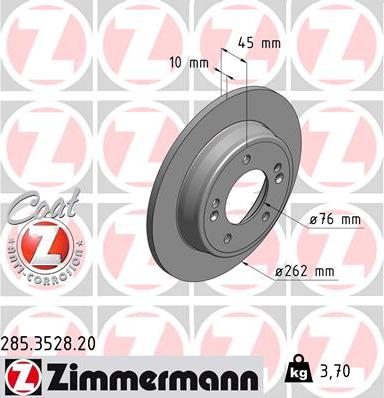 Zimmermann 285.3528.20 - Гальмівний диск autozip.com.ua