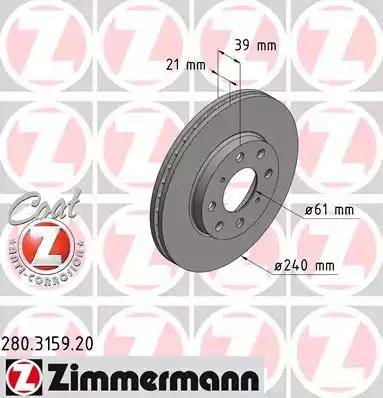 Zimmermann 280.3159.20 - Гальмівний диск autozip.com.ua