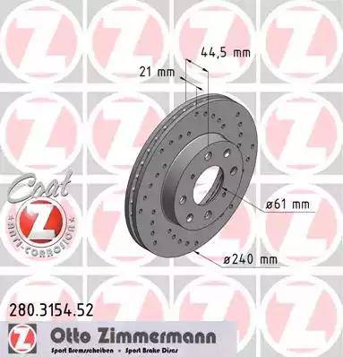 Zimmermann 280.3154.52 - Гальмівний диск autozip.com.ua
