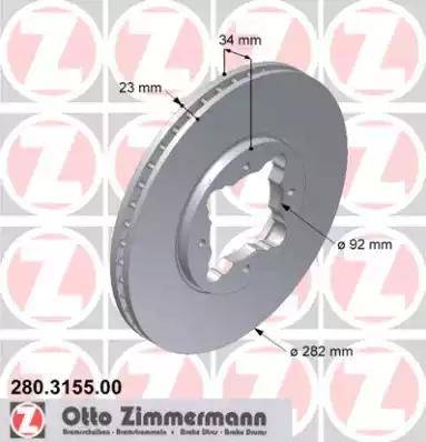 Zimmermann 280.3155.00 - Гальмівний диск autozip.com.ua