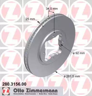 Zimmermann 280.3156.00 - Гальмівний диск autozip.com.ua