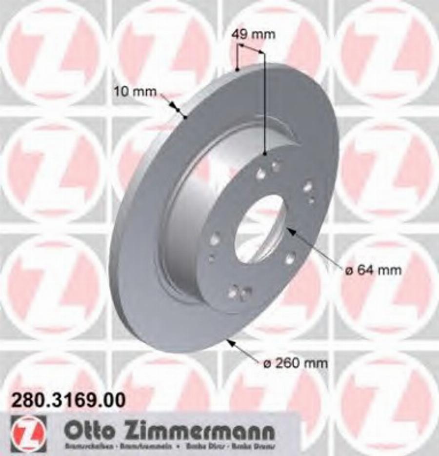 Zimmermann 280.3169.00 - Гальмівний диск autozip.com.ua