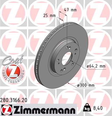 Zimmermann 280.3166.20 - Гальмівний диск autozip.com.ua