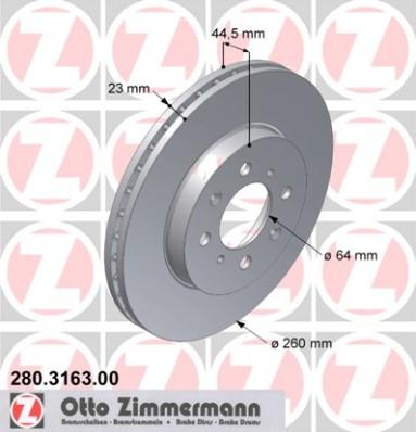 Zimmermann 280.3163.00 - Гальмівний диск autozip.com.ua