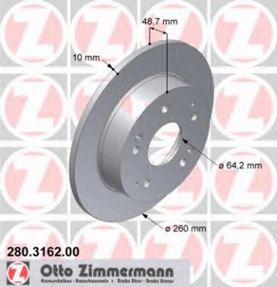 Zimmermann 280.3162.00 - Гальмівний диск autozip.com.ua