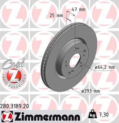Zimmermann 280.3189.20 - Гальмівний диск autozip.com.ua