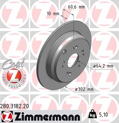 Zimmermann 280.3182.20 - Гальмівний диск autozip.com.ua