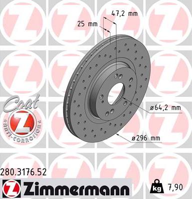 Zimmermann 280.3176.52 - Гальмівний диск autozip.com.ua