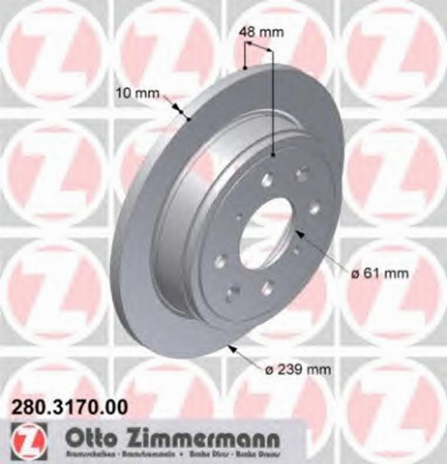 Zimmermann 280.3170.00 - Гальмівний диск autozip.com.ua