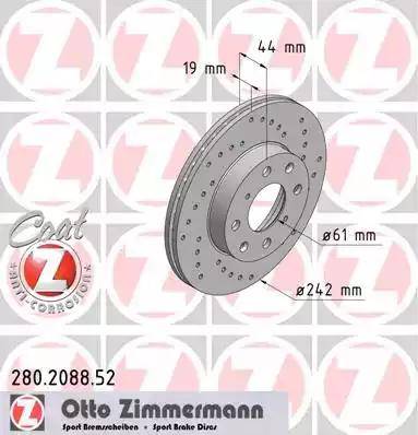 Zimmermann 280.2088.52 - Гальмівний диск autozip.com.ua