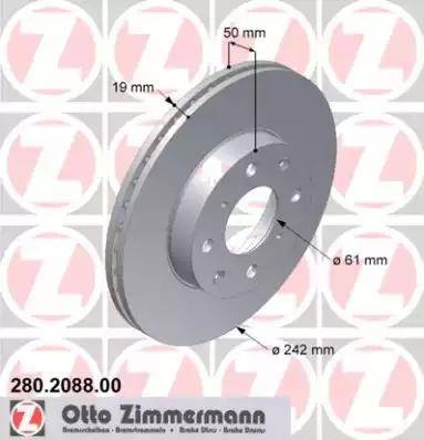 Zimmermann 280.2088.00 - Гальмівний диск autozip.com.ua