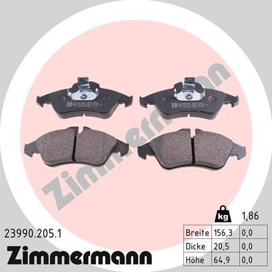 Zimmermann 23990.205.1 - Гальмівні колодки, дискові гальма autozip.com.ua