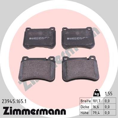 Zimmermann 23945.165.1 - Гальмівні колодки, дискові гальма autozip.com.ua