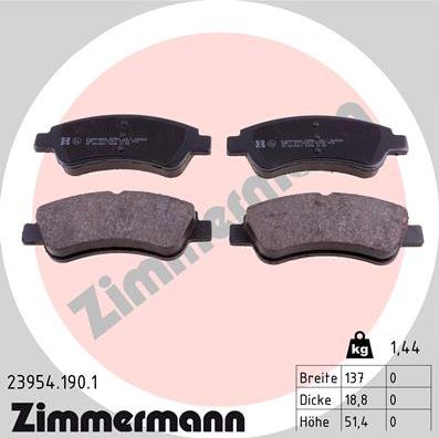 Zimmermann 23954.190.1 - Гальмівні колодки, дискові гальма autozip.com.ua