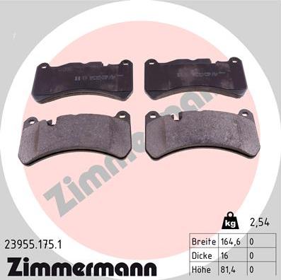 Zimmermann 23955.175.1 - Гальмівні колодки, дискові гальма autozip.com.ua