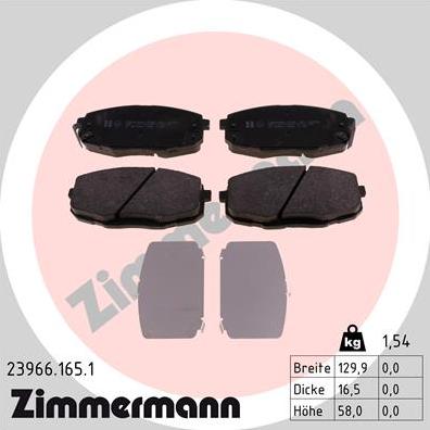 Zimmermann 23966.165.1 - Гальмівні колодки, дискові гальма autozip.com.ua