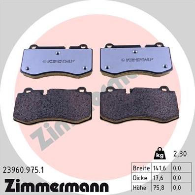 Zimmermann 23960.975.1 - Гальмівні колодки, дискові гальма autozip.com.ua